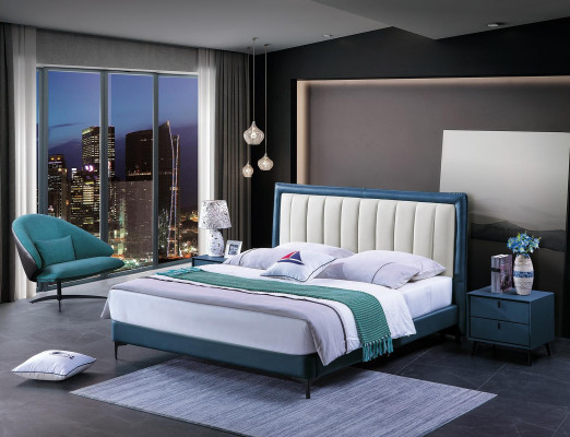 Leather Bed Upholstery Design Luxury Double Hotel Marriage Beds Decorative Wood Sleep