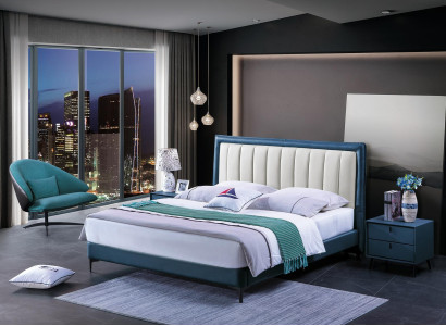 Leather Bed Upholstery Design Luxury Double Hotel Marriage Beds Decorative Wood Sleep
