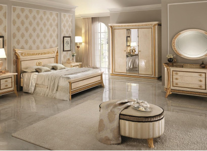 Bedroom Set Design Bed 2x Bedside table Chest of drawers Stool arredoclassic 7-piece.