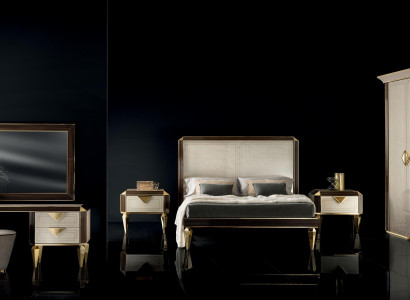Bed Bedside table Wardrobe 7 pcs. Bedroom Set Design Luxury Bedroom