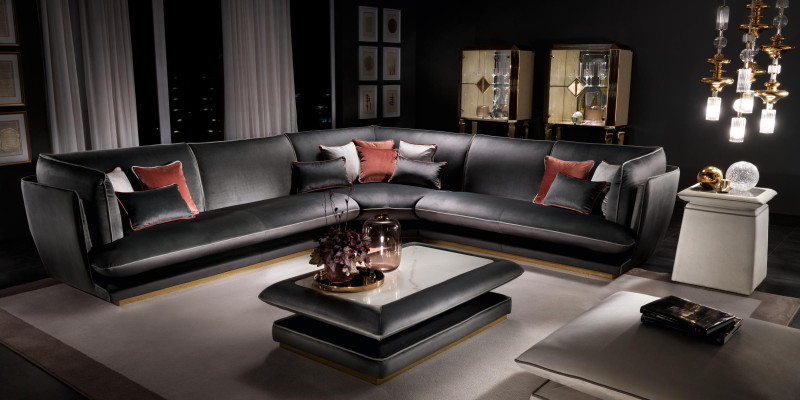 Sofa Couch Luxury Corner sofa Furniture Living room Upholstery Design Textile arredoclassic