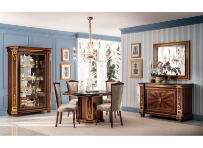 Complete Dining room Display case Table Dresser Mirror 4x Chairs Set Suite