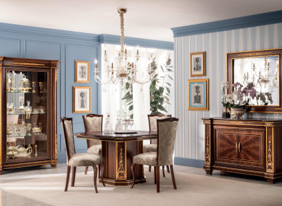 Complete Dining room Display case Table Dresser Mirror 4x Chairs Set Suite