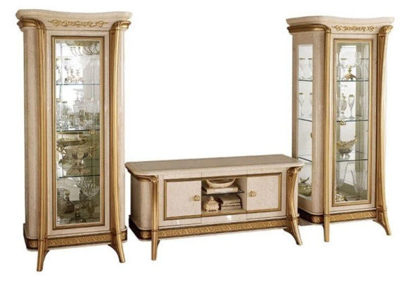 Living room sideboard 2x display case 3 pieces. Wall unit furniture arredoclassic set design
