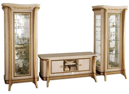 Living room sideboard 2x display case 3 pieces. Wall unit furniture arredoclassic set design