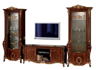 Living room furniture set designer living room sideboard 2x display case 3 pieces. Wall unit new