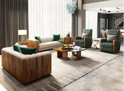 Luxury Furniture Sofa set Couch Sofa Upholstery Designer Furniture 4pcs. Leather