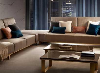 Luxury Furniture Corner sofa L-shape Couch Design Upholstery Textile Sofas Wood Suite