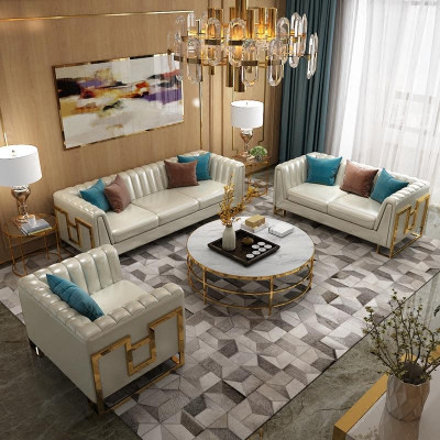 Luxury Furniture Sofa set Couch Sofa Upholstery 3 2 1 Seater Coffee table 4pcs
