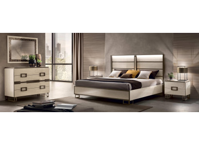 Bedroom Bed Bedside table Chest of drawers Mirror Upholstered bed Double bed Set 5pcs.