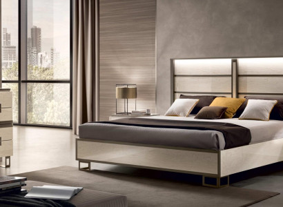 Bedroom Bed Bedside table Chest of drawers Mirror Upholstered bed Double bed Set 5pcs.