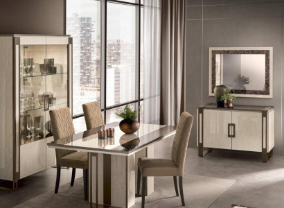 Dining room set 3 pieces. Dining table display case Chest of drawers modern dining room furniture set Italy