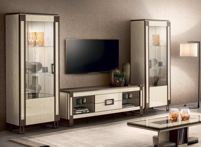 Design Wall unit Sideboard 2x Display case TV cabinet Lowboard Sideboard 3 pcs. Set of living walls