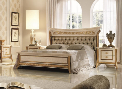 Bed 2x Bedside table Design Classic r Bedroom 3-piece. Luxury Beds Set Furniture