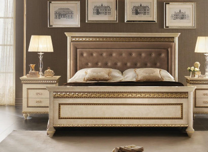Bedroom Set Bed + 2x Bedside table Beds Upholstery Luxury Double Hotel Beds