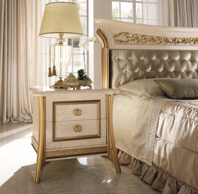 3pcs. Bedroom Set Bed 2x Bedside table Console Double Beds Hotel Upholstery