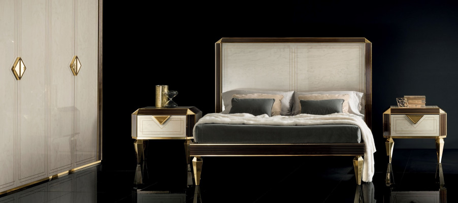 Bed 2x Bedside table 3 pieces. Bedroom Beds luxury 180x200 room arredoclassic