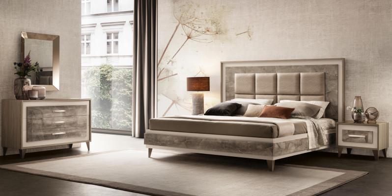 Modern Bedroom Set Bed Bedside table Chest of drawers Mirror new 4pcs. arredoclassic