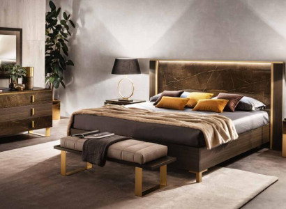 Bed Bedside table Chest of drawers 4 pcs. Bedroom Set Decoration Design Modern Luxury