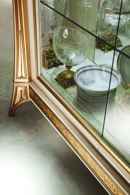 Display case Showcases Wardrobe Glass cabinet Living room Shelf Rococo Baroque Real Wood