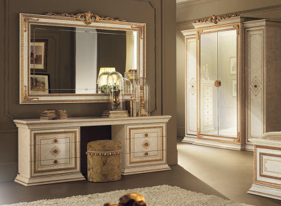 Dressing table with Mirror Luxury Console Chest of drawers Bedroom Baroque Rococo 2-piece.