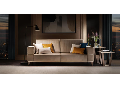 Sofa 3 Seater Couch Modern Luxury Upholstery Seat Sofas Textile Beige arredoclassic