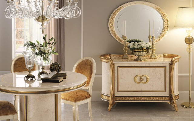 Furniture Style Baroque 2-piece Set Chest of drawers with Mirror Luxury Wood Italian Furniture new