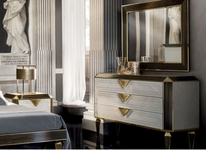 Chests of drawers Wardrobe Mirror Design Furniture Luxury Coat rack 2pcs. Set arredoclassic