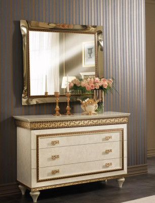 Wood Italian Furniture 2-piece Set Furniture Style Baroque Luxury Chest of drawers with Mirror new