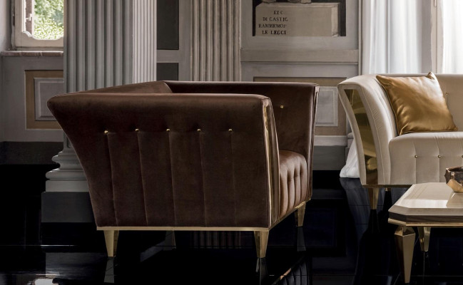 Armchair Club Lounge Lehn Chair Upholstery Sofa 1 Seater TV Velvet arredoclassic