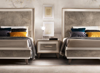 Set Hotel 2x Beds Bedside table Design Bedroom 3pcs. Furniture arredoclassic