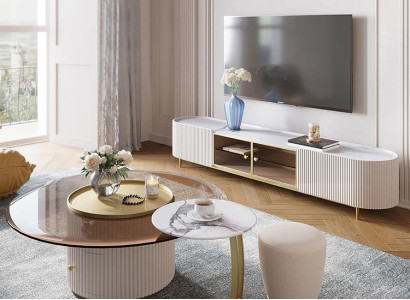 Coffee table Sideboard 2pcs Led Living room Illuminated Furniture Table