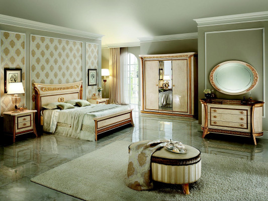 Bed royal royal antique Bedroom Upholstered bed Baroque Rococo Designer