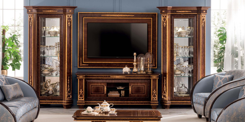 Wall unit Display case TV cabinet Sideboard Wardrobe Wall Rococo Design Baroque