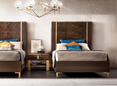 Hotel Furnishings 2x Beds + Bedside table Design Modern Luxury Furniture 3-piece. set