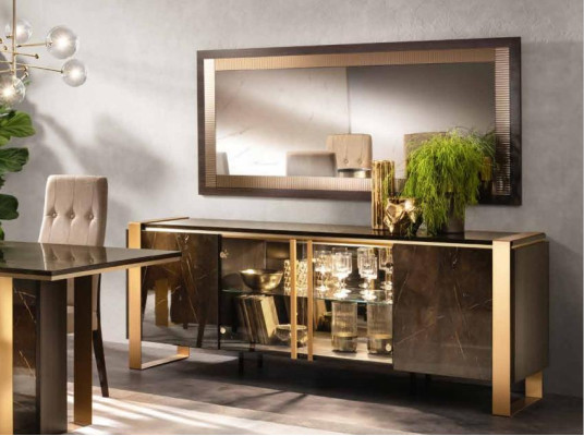 Buffet Sideboard Chest of drawers Mirror Real Handcraft Wood Shelf Shelves 2pcs