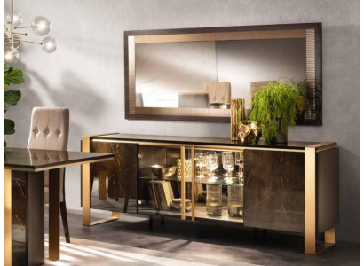 Buffet Sideboard Chest of drawers Mirror Real Handcraft Wood Shelf Shelves 2pcs