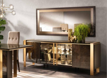 Buffet Sideboard Chest of drawers Mirror Real Handcraft Wood Shelf Shelves 2pcs