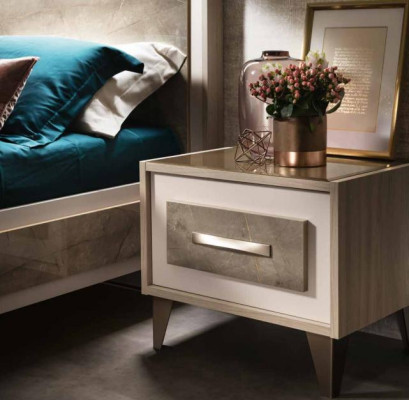 Bed Bedside table 3 pieces. Bedroom Set Luxury Modern Complete Italian Furniture