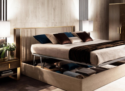 Designer Wood Bed Bedroom Elegant Upholstery Furniture Double Beds arredoclassic