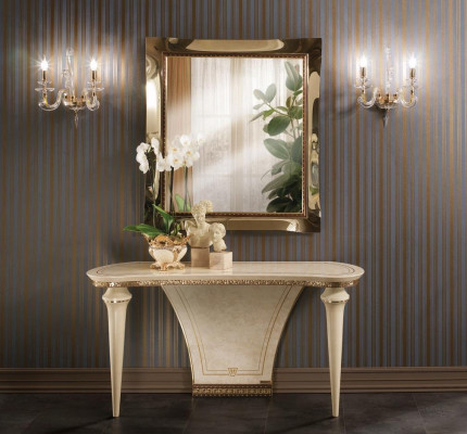 Furniture Style Baroque Console table Mirror Wood Italian Tables Group 2-piece set