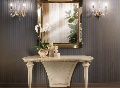 Furniture Style Baroque Console table Mirror Wood Italian Tables Group 2-piece set