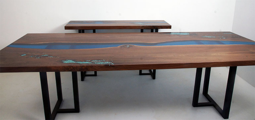 Dining table River Table Real Wood Solid Epoxy resin Tables 260x100 new