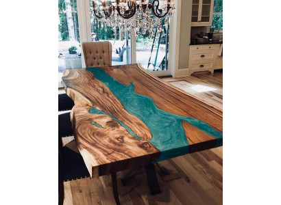 Dining table epoxy resin real wood solid furniture epoxy table cast resin waterfall