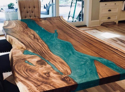 Dining table epoxy resin real wood solid furniture epoxy table cast resin waterfall