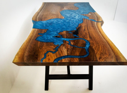 Waterfall Table epoxy resin Dining table real Wood solid Furniture epoxy Table new