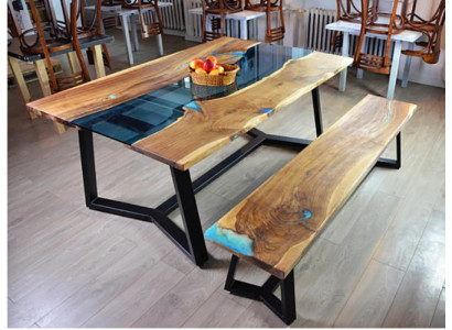 Design Table Stool Dining table Kitchen table Living room Tables Benches Solid 2-piece new