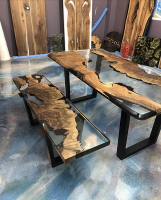 Dining table Table Kitchen Table Modern Waterfall River Epoxy Resin Furniture new Tables