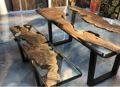 Dining table Table Kitchen Table Modern Waterfall River Epoxy Resin Furniture new Tables