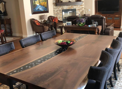 Table Dining table Tables epoxy resin epoxy waterfall real Wood solid Furniture
